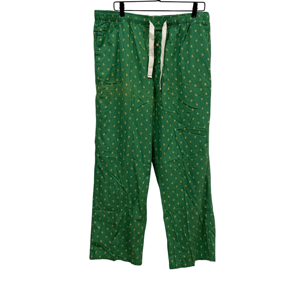 J.Crew Mens Green Heraldic Lion Print Cotton Pajama Pants Large 36-38 31182